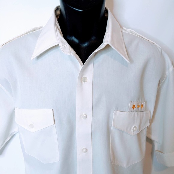 The Aviator /Van Heusen Aviator Style Crisp White Short Sleeved Shirt Mens Sz 17 - Picture 3 of 7